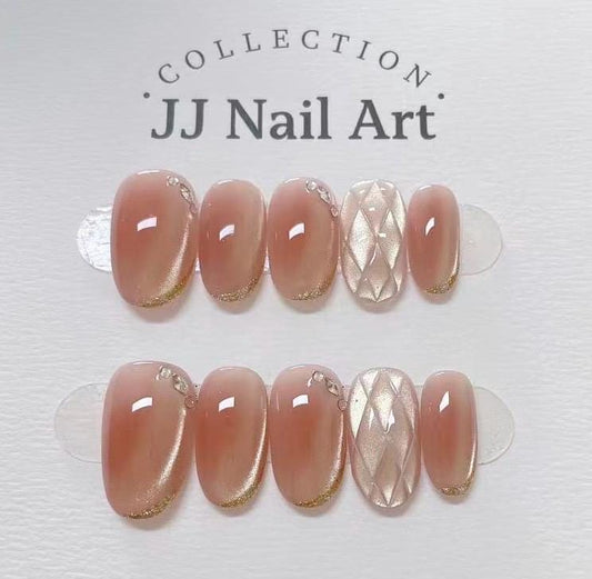 Handmade Nude Patterns Press On Nails: Reusable Set