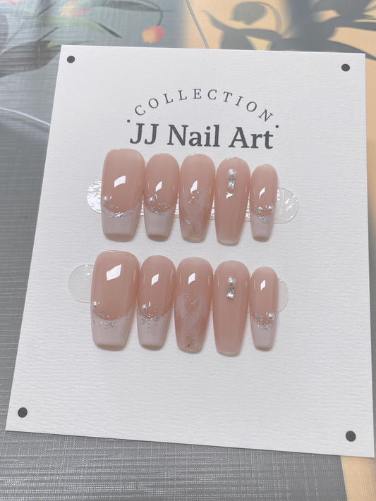 Handmade Star French Press On Nails: Reusable Custom Shape Set