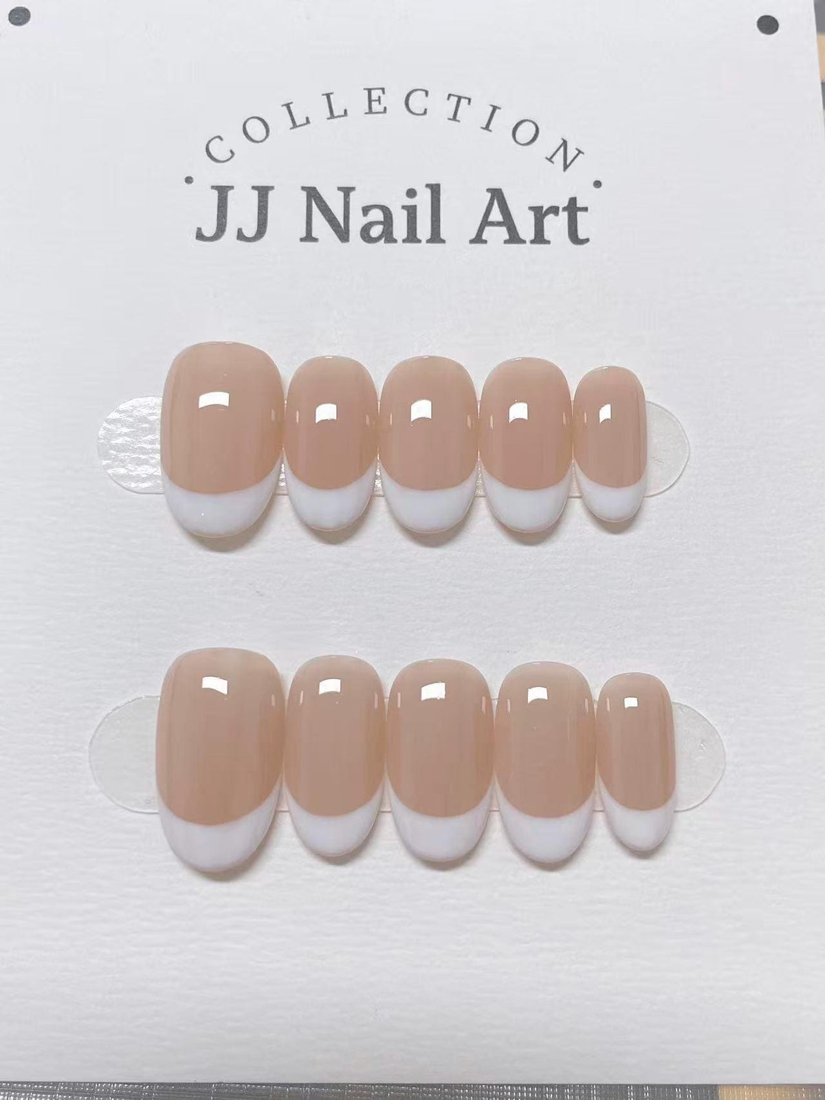 Custom Shape Press On Nails: White French Tips Hand Painted, Reusable Fake Nails