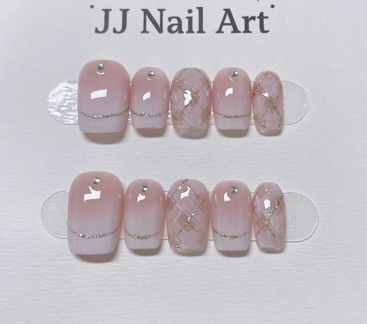 Ombre Pattern Hand Painted Press On Nails: Custom Shape Reusable Nail Set