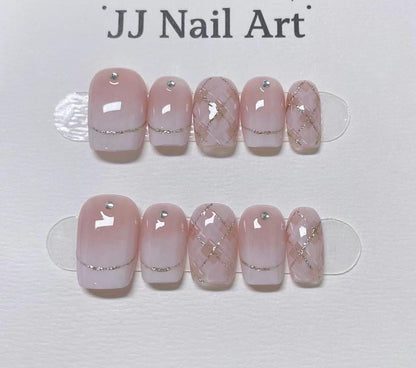 Ombre Pattern Hand Painted Press On Nails: Custom Shape Reusable Nail Set