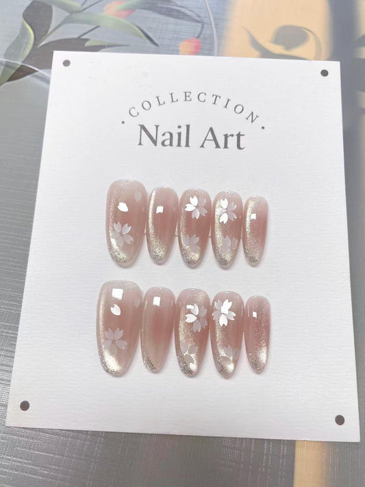 Four-Leaf Clover Press On Nails: Hand-Painted Glitter Faux Nails