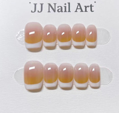 Ombre White French Press On Nails: Custom Shape Reusable Nail Set