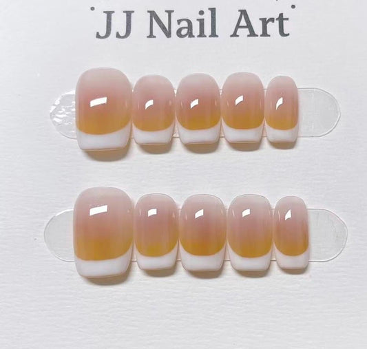 Ombre White French Press On Nails: Custom Shape Reusable Nail Set