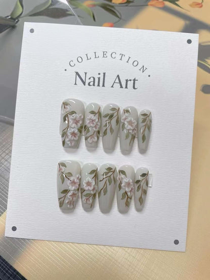 Handmade Summer Flower Press-On Nails: Gel Nail Art