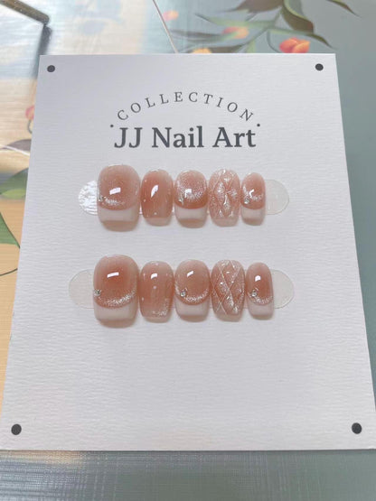 Handmade French Tips Pattern Press On Nails: Reusable Set