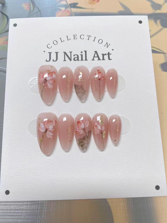 Handmade Pure Lotus Cat Eye Press On Nails: Reusable Nail Set