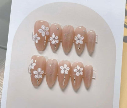 Handmade Summer Flower Press-On Nails: Gel Nail Art