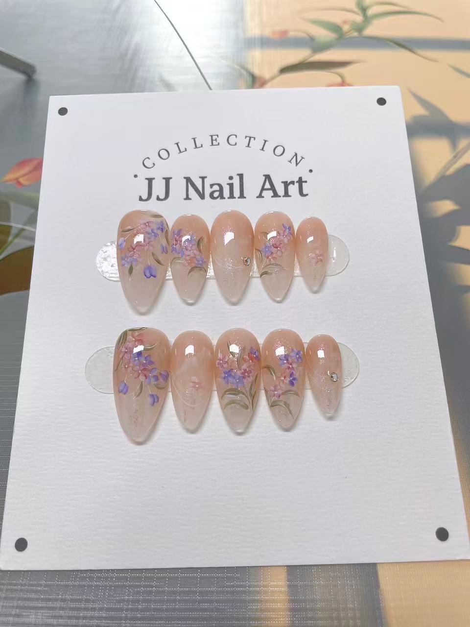 Handmade Purple Pink Baby Boomer Press On Nails: Reusable Set