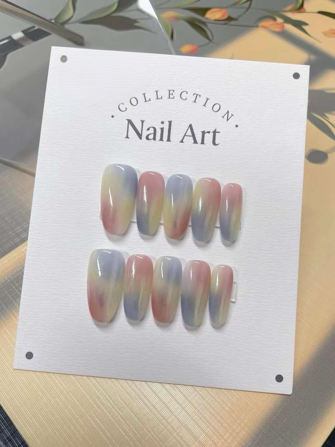 Custom Nail Shape Handmade Orange Fruit Press On Nails, Reusable Comfortable Nails