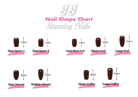 PressOn Nails Sizing Kit - 9 Nail Shapes Total 108pcs Plain Nails