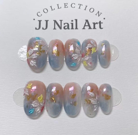 Handmade Petals Smudge Press On Nails: Reusable Set