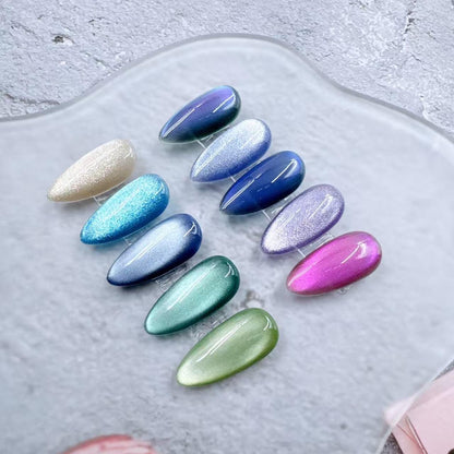 Handmade Cat Eye Press On Nails: Colorful Gel Artist Faux Nails