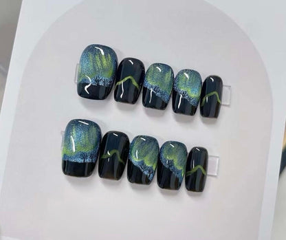 Handmade Iridescent Press On Nails: Reusable Gel Faux Nails