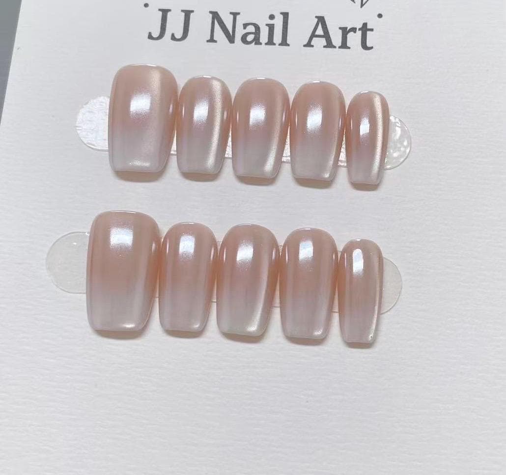 Chrome Ombre Hand Painted Press On Nails: Custom Shape Reusable Nail Set