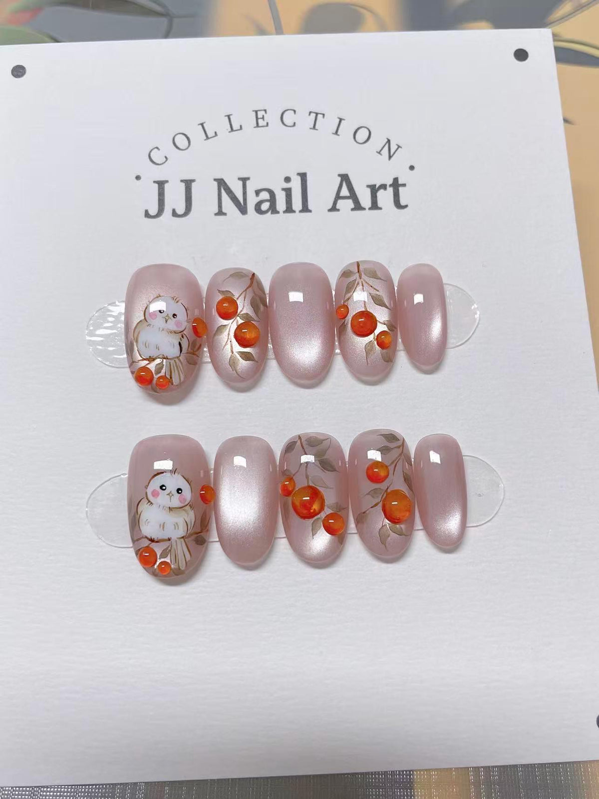 Hand Painted Birdie Press On Nails: Reusable Nail Art