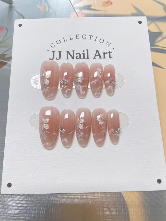 Water Ripples Petals Press On Nails: Custom Shape Reusable Set