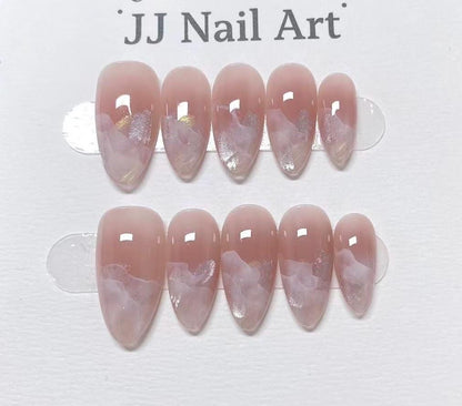 Dancing Tips Cat Eye Hand Painted Press On Nails: Custom Shape Reusable Nail Set