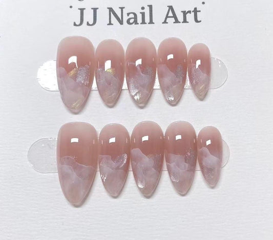 Dancing Tips Cat Eye Hand Painted Press On Nails: Custom Shape Reusable Nail Set