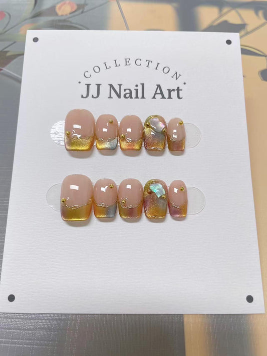 Colorful Tips Handmade Press On Nails: Reusable Custom Shape Set