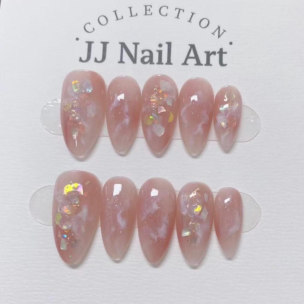 Peach Smudge Press On Nails: Reusable Custom Shape Set