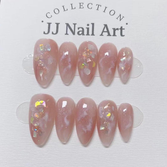 Peach Smudge Press On Nails: Reusable Custom Shape Set