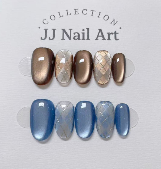 Handmade Plague Cat Eye Press On Nails: Reusable Nail Set