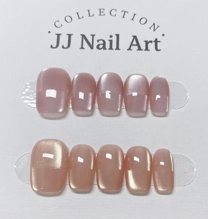 Custom Shape Cat Eye Press On Nails: Hand Painted Reusable Fake Nails