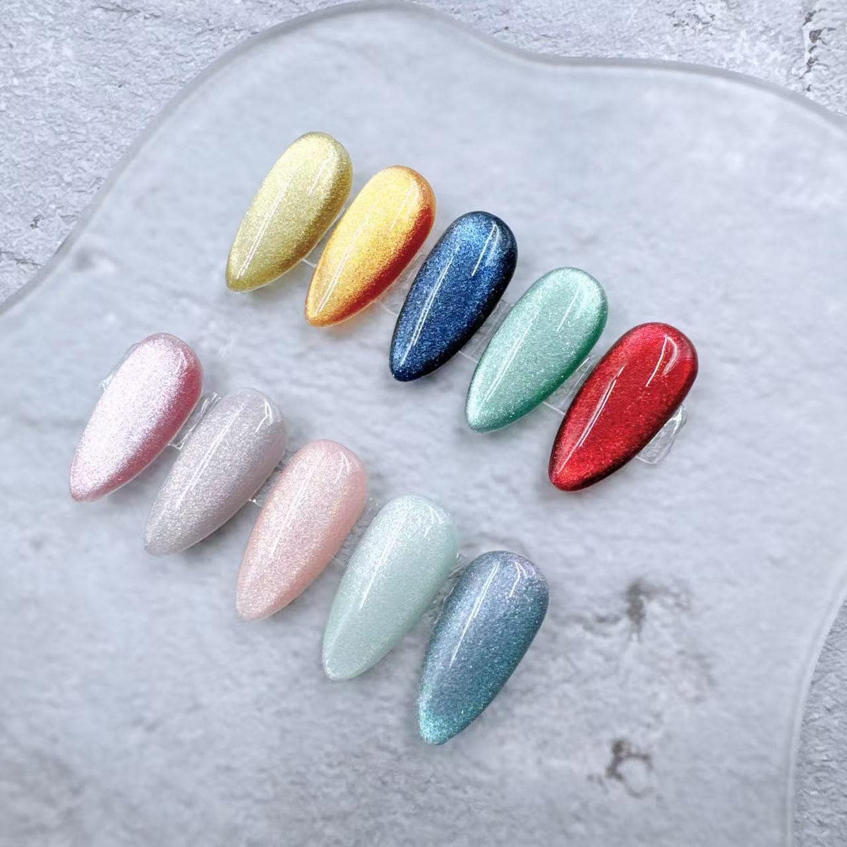 Handmade Cat Eye Press On Nails: Colorful Gel Artist Faux Nails