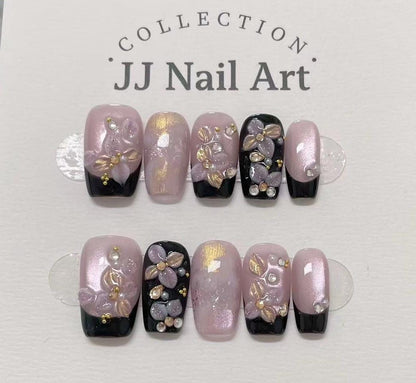Handmade 3D Petals Press On Nails: Reusable Custom Shape Set