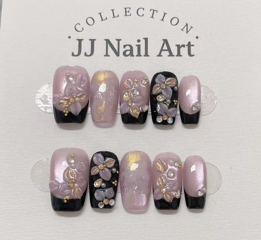 Handmade 3D Petals Press On Nails: Reusable Custom Shape Set