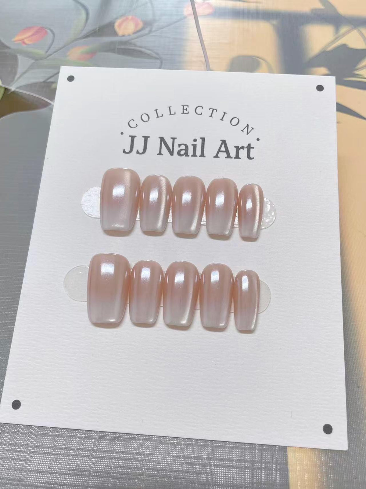 Chrome Ombre Hand Painted Press On Nails: Custom Shape Reusable Nail Set