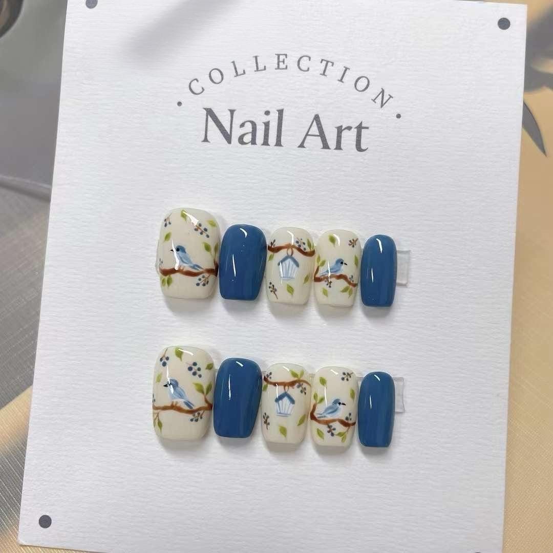 Hand Painted Dragon Press On Nails: Colorful Gel Nail Art