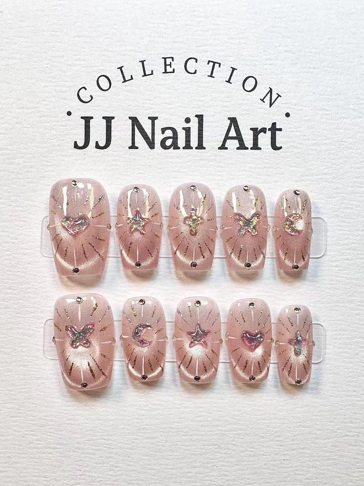 Symbols Cat Eye Press On Nails: Custom Shape Reusable Set