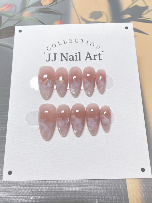 Dancing Tips Cat Eye Hand Painted Press On Nails: Custom Shape Reusable Nail Set