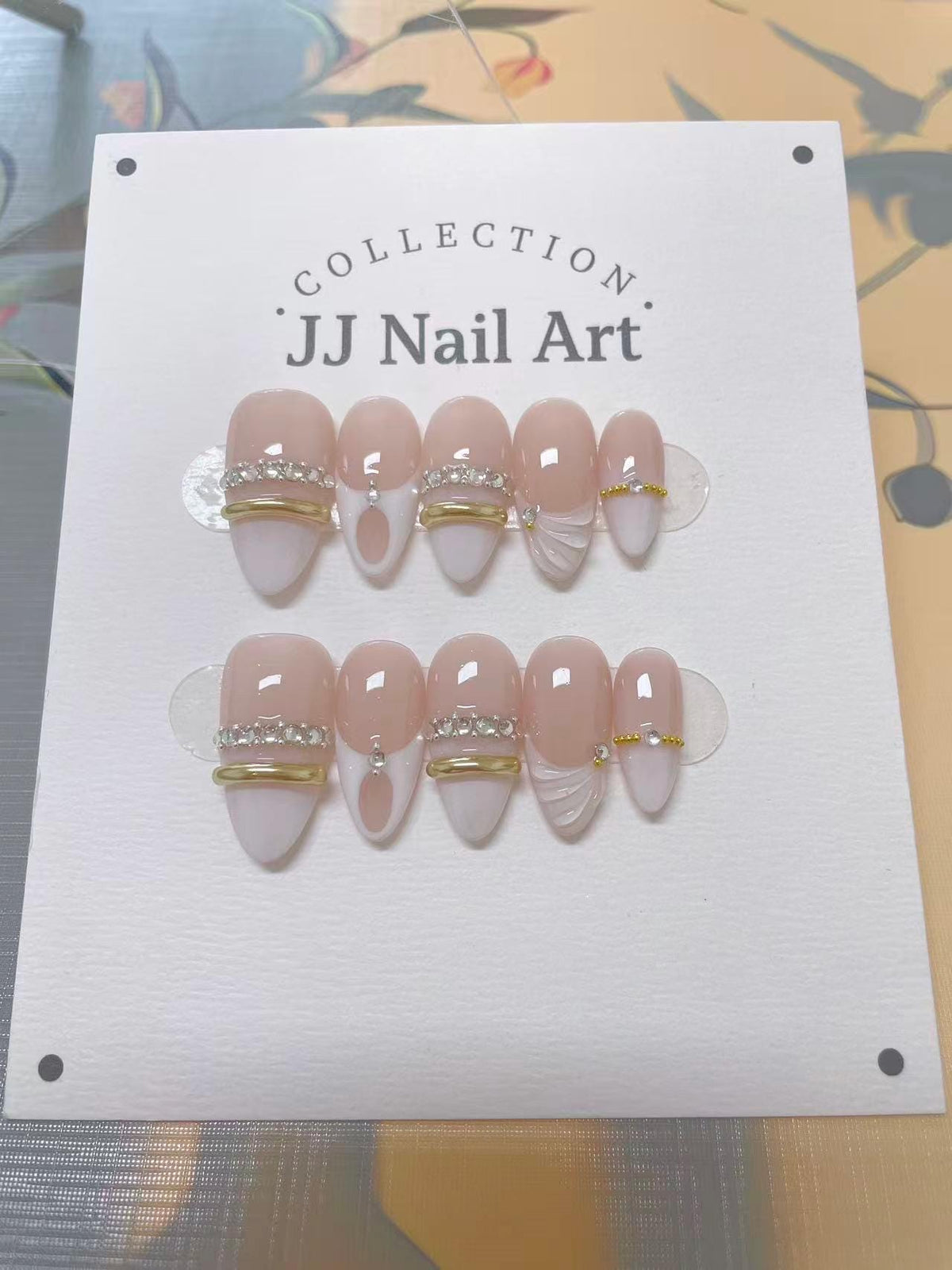 Diamond White French Press On Nails: Custom Shape Reusable Set