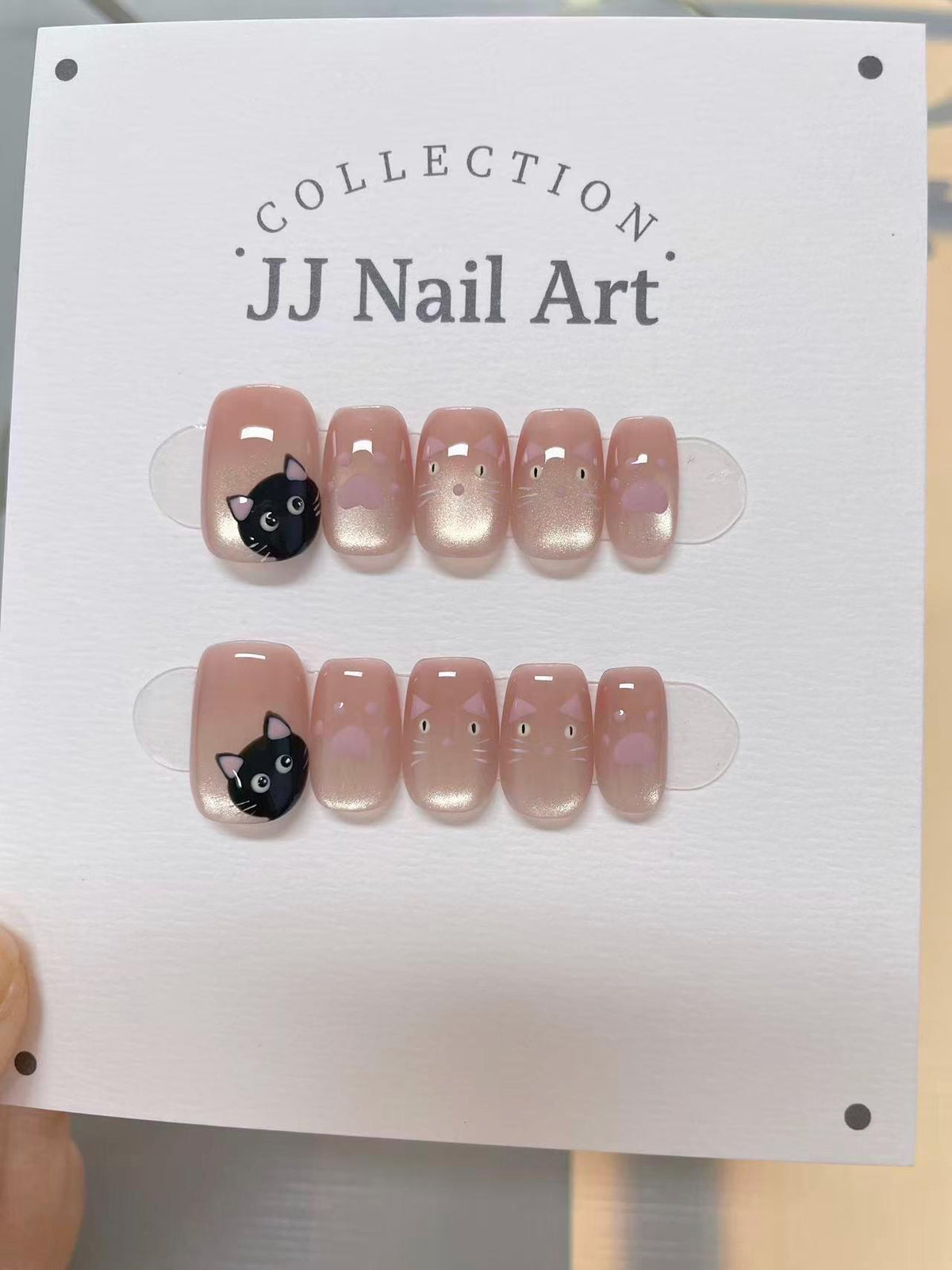 Cat Faces Handmade Press On Nails: Reusable Custom Shape Set