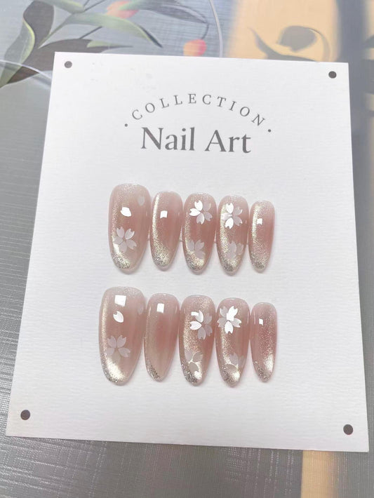Four-Leaf Clover Press On Nails: Hand-Painted Glitter Faux Nails