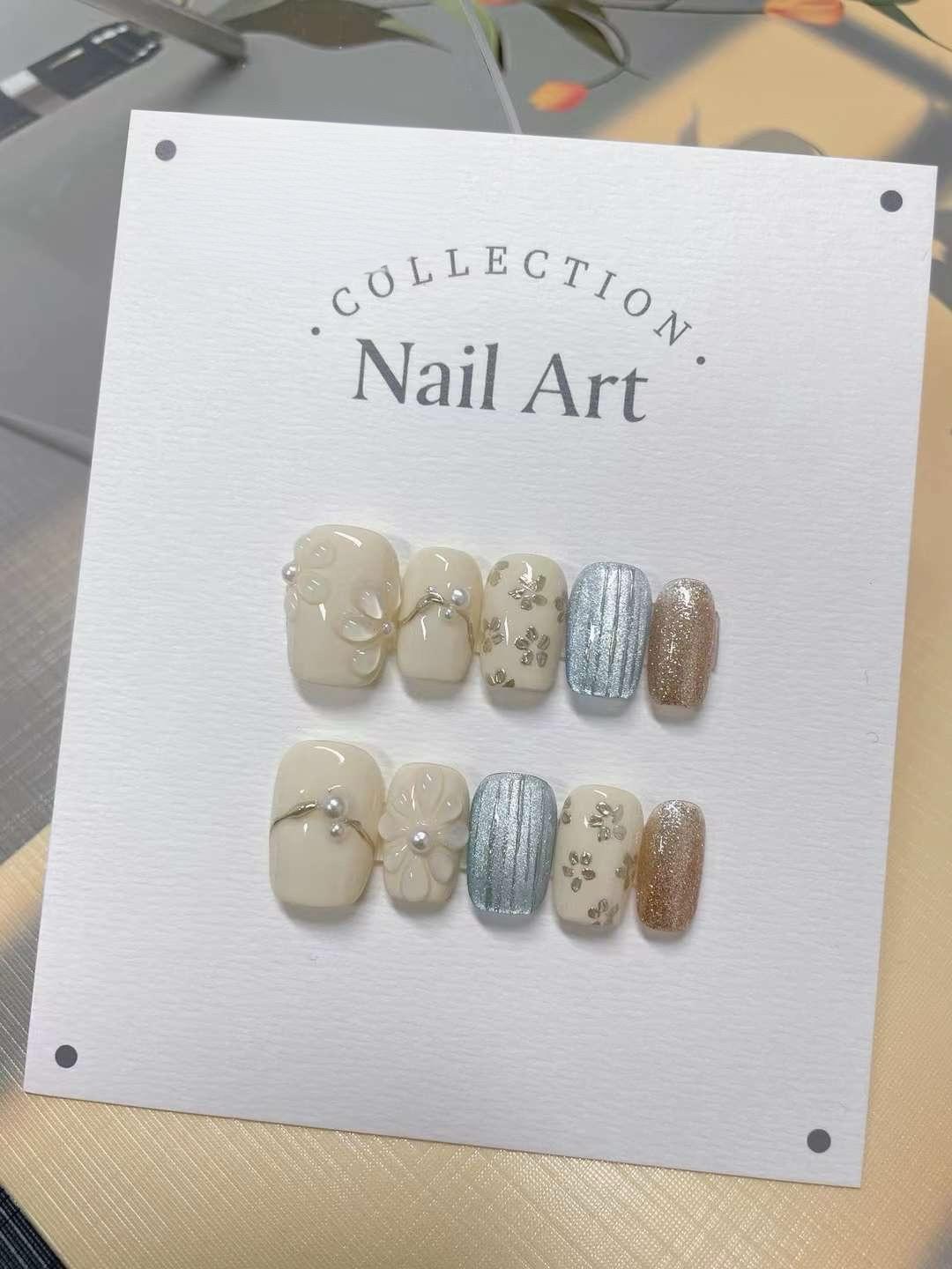 Handmade Summer Flower Press-On Nails: Gel Nail Art