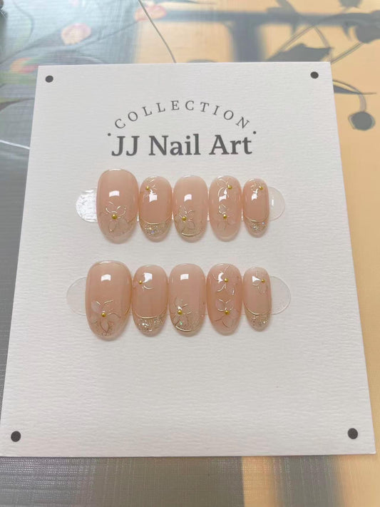 Handmade Butterflies Petals Press On Nails: Custom Shape Reusable Set