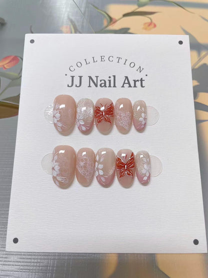Butterflies French Press On Nails: Reusable Custom Shape Set