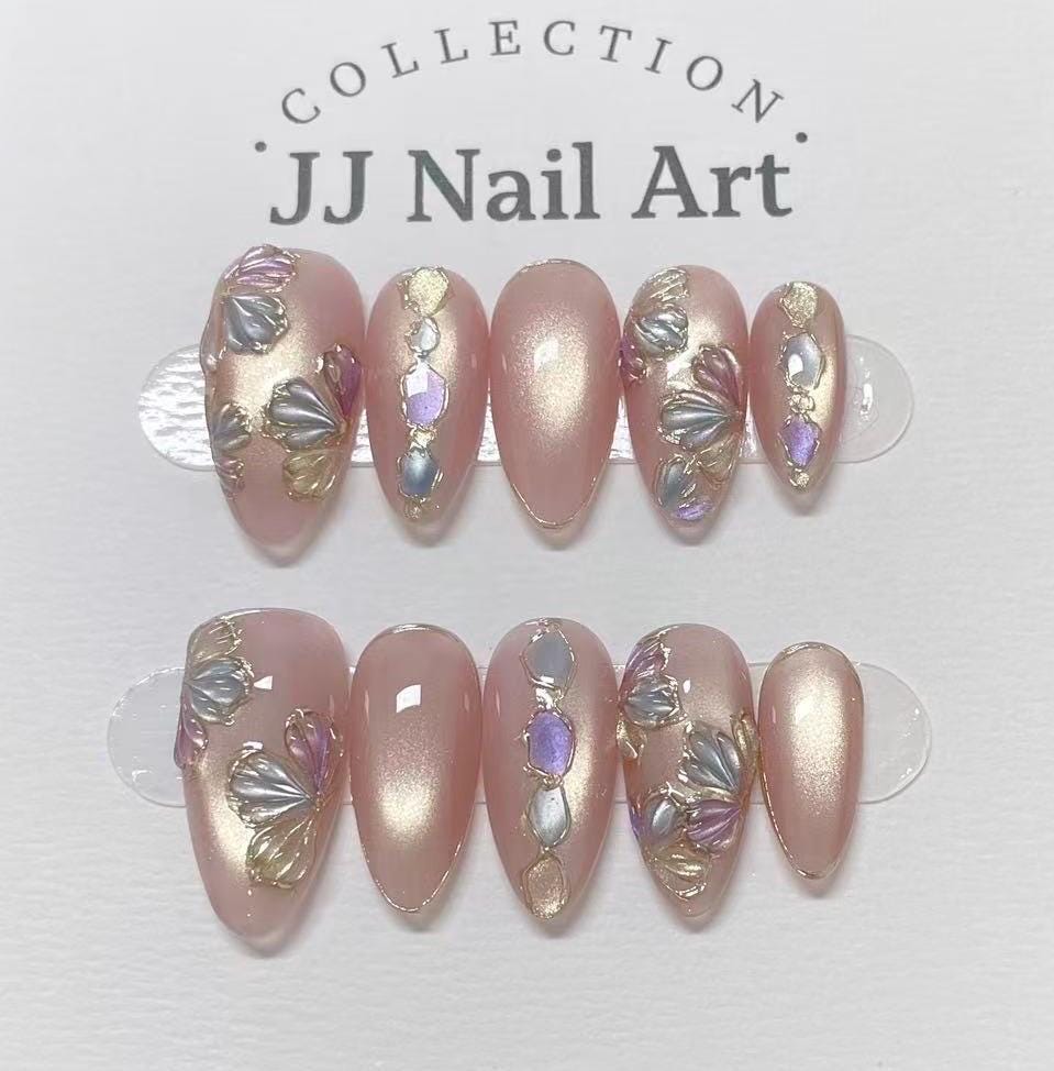 Handmade Pastel Petals Press On Nails: Reusable Set