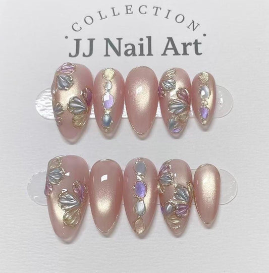 Handmade Pastel Petals Press On Nails: Reusable Set