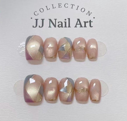Handmade Stain Glass Patterns Press On Nails: Reusable Set