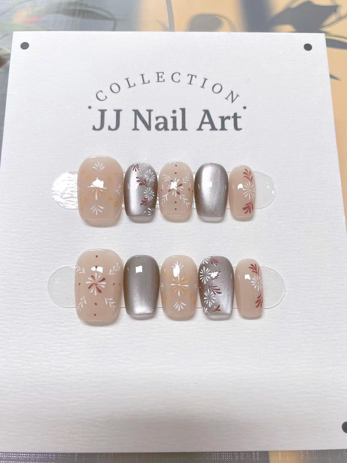 Custom Shape Hand Painted Press On Nails: Pretty Patterns Reusable Nail Set