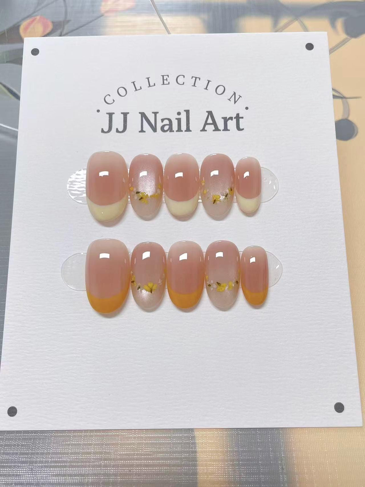 Yellow Orange French Press On Nails: Reusable Custom Shape Set