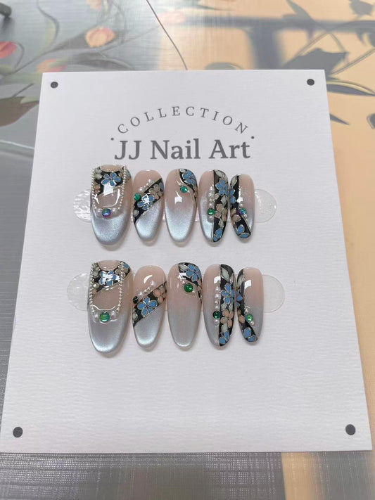 Handmade Vintage Dress Press On Nails: Reusable Custom Shape Set