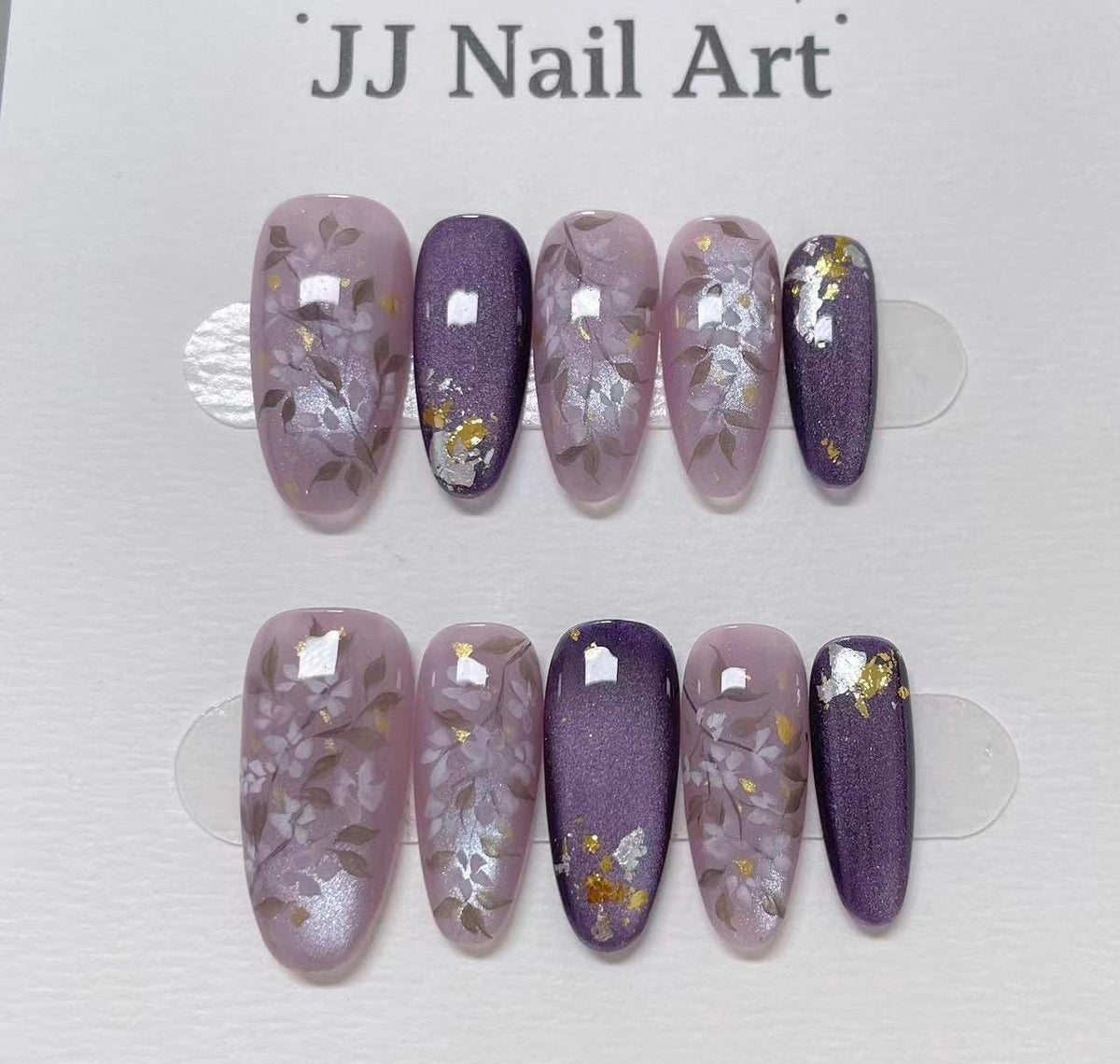 Custom Shape Press On Nails: Fall Night Hand Painted, Reusable Fake Nails