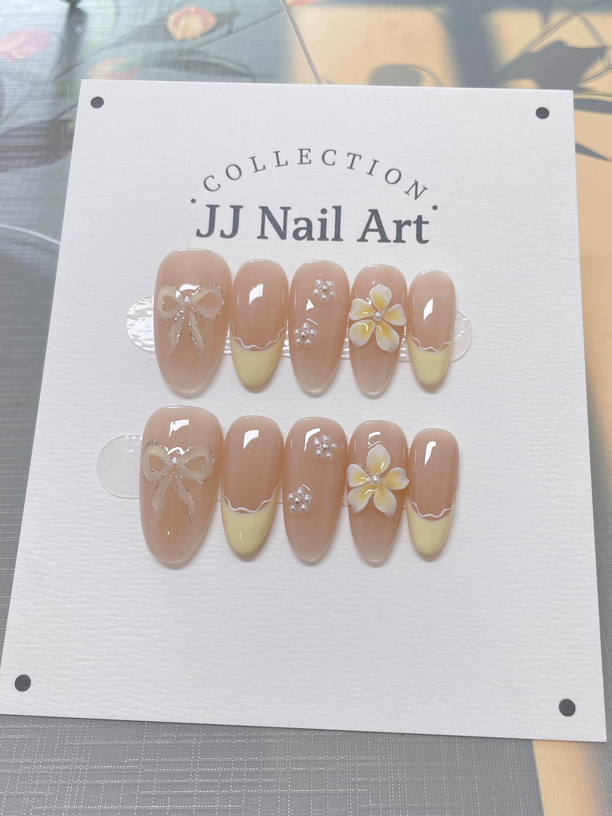Yellow Flower Spring French Press On Nails: Reusable Custom Shape Set