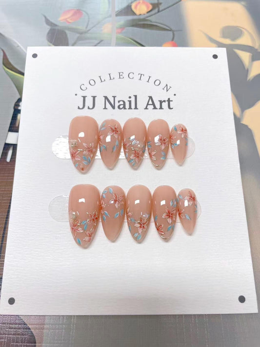 Flying Petals Press On Nails: Custom Shape Reusable Nail Set